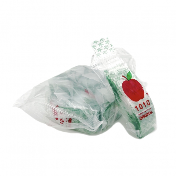 1000 Apple1010 Resealable Plastic Bags Green Weed 25X25mm