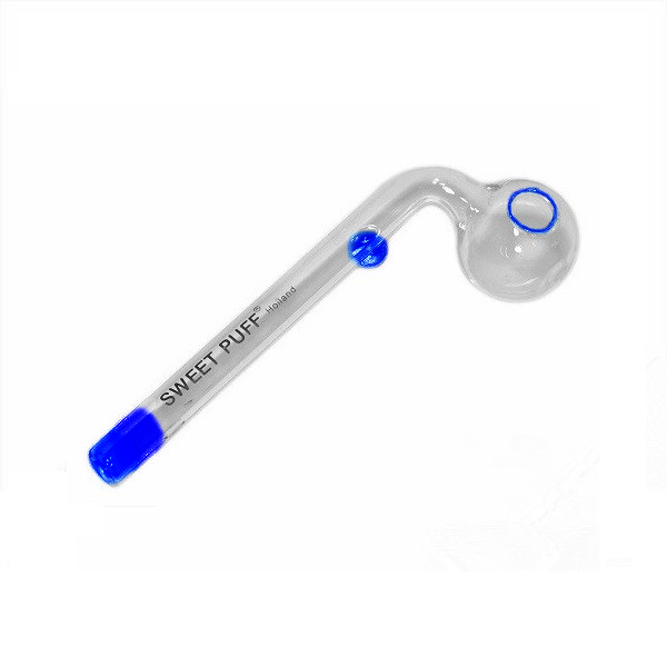 12cm Sweet Puff Glass Pipe Blue Rim