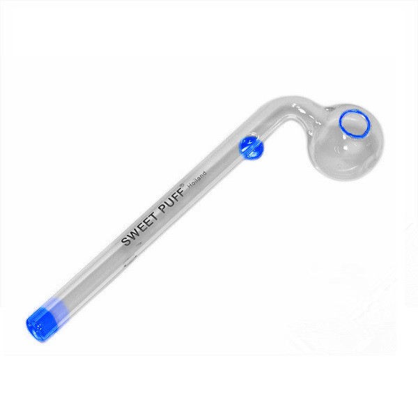 14cm Sweet Puff Glass Pipe Blue Rim