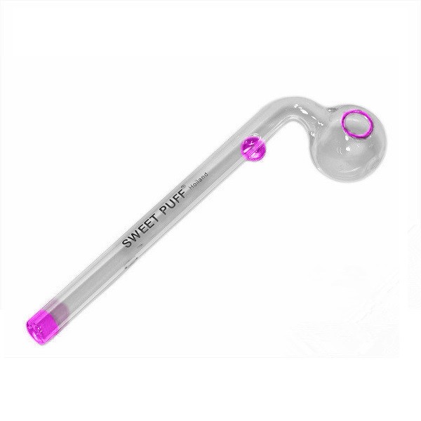 14cm Sweet Puff Glass Pipe Pink Rim