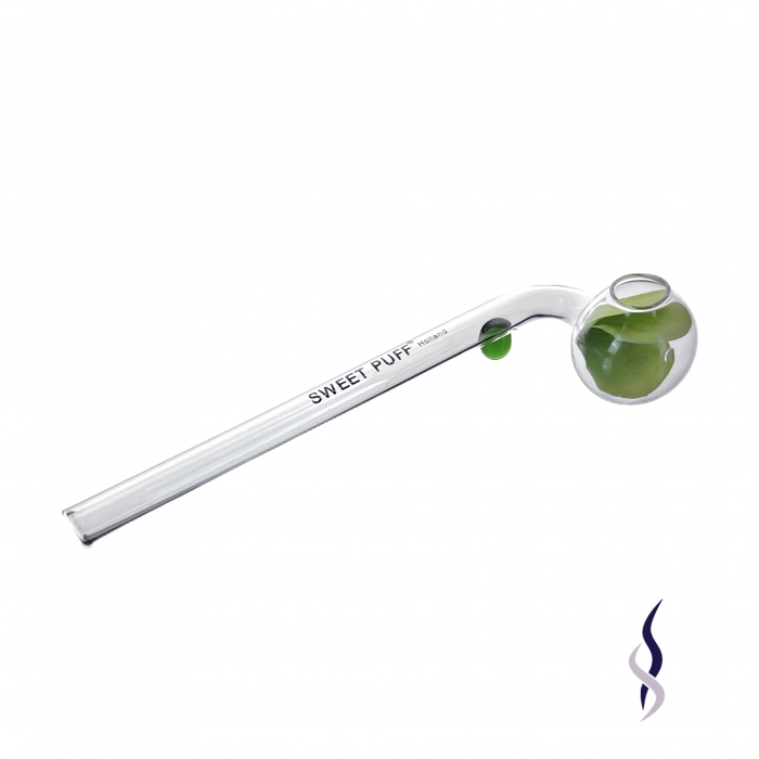 Green Leaf Green Balancer Clear SWEET PUFF Glass Pipe 15cm