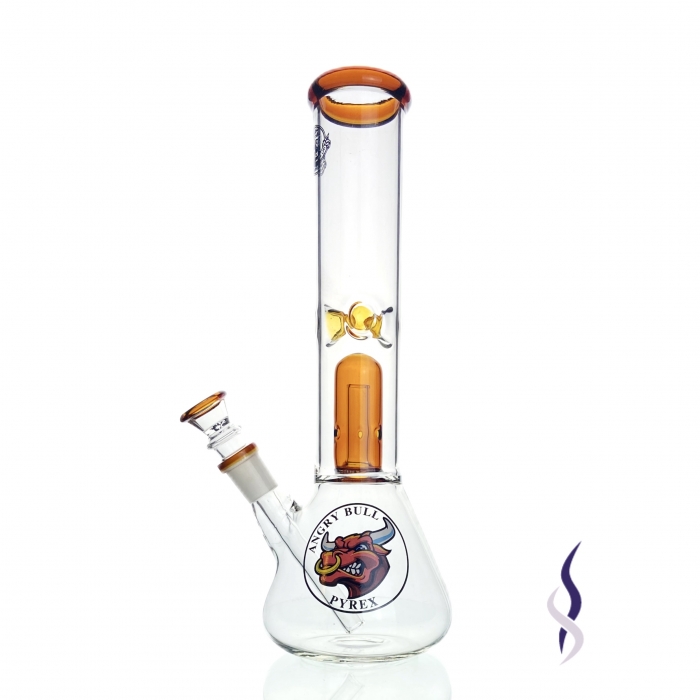 Agung Angry Bull Percolator Full Glass Bong Amber 29cm