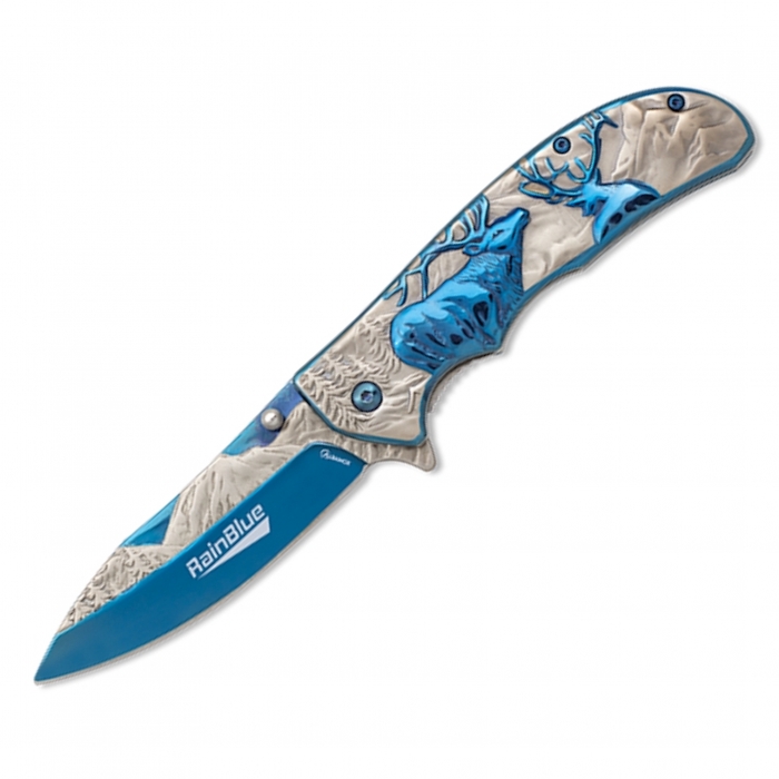Albainox Rainblue Deer Titanium Coated Handle Folding Knife 18928 12cm