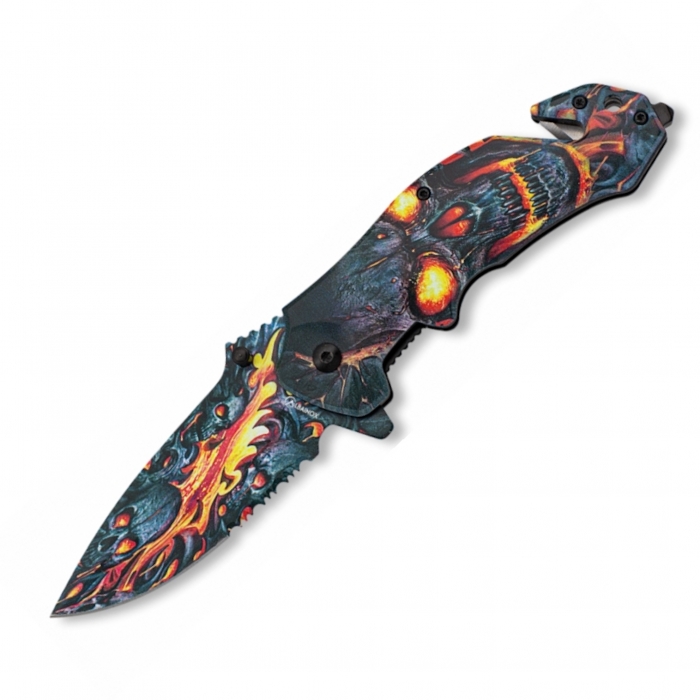 Albainox Skull On Flames ABS 3D Handle Knife 18923 13cm