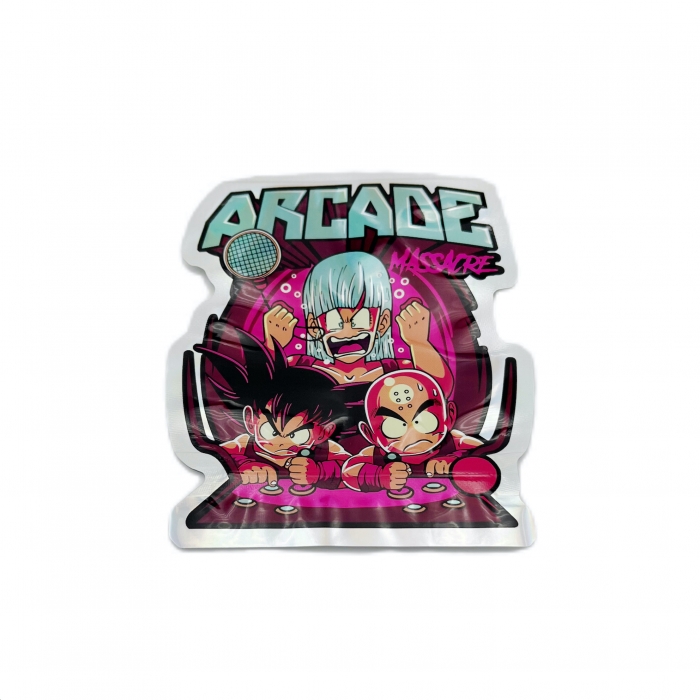 Die Cut Mylar Bags Irregular Pouches With Ziplock Arcade Massacre