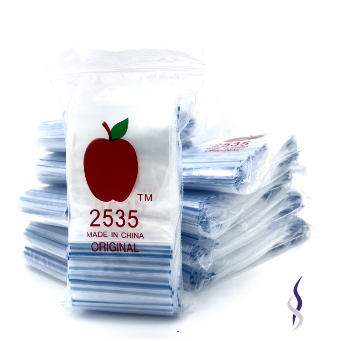 1000 Apple2535 Resealable Plastic Bags Clear 65x90mm