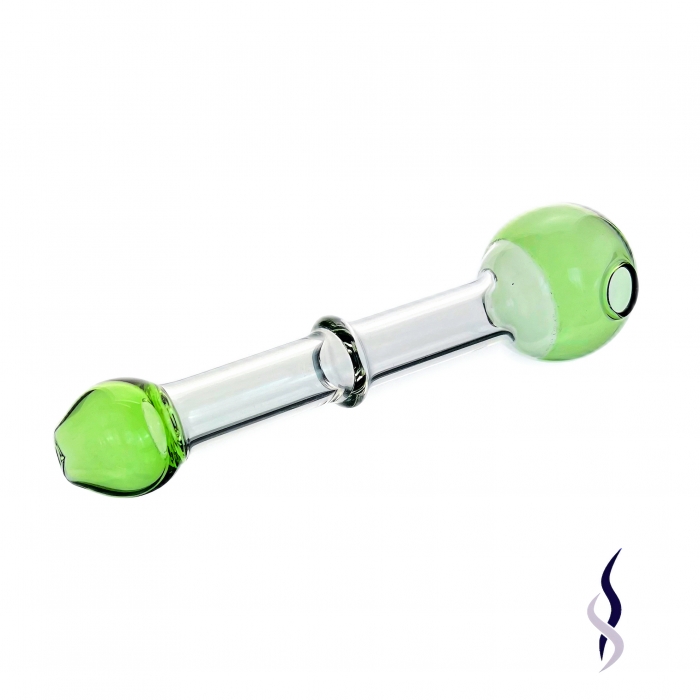 Straight Glass Pipe With Annular Protrusion 12cm Green