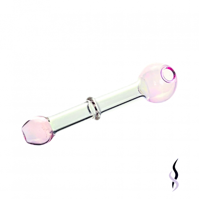 Straight Glass Pipe With Annular Protrusion 12cm Pink