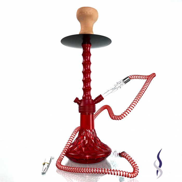 Hookah Single Hose Acrylic Red 40cm