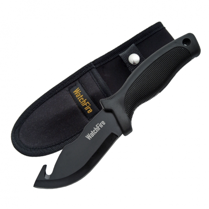 Rite Edge Gut Hook Black Rubber Handle Knife 23cm