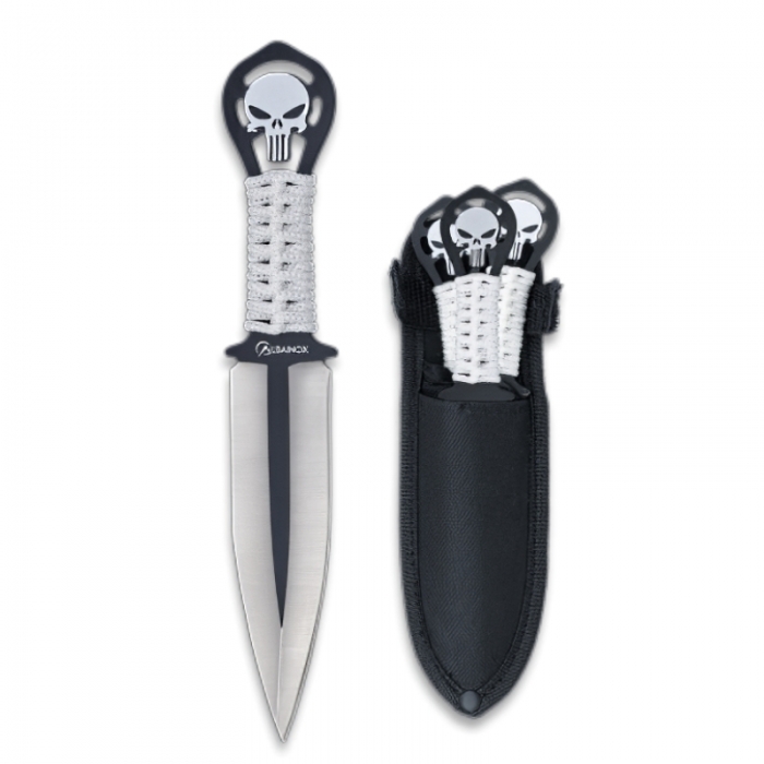Albainox Skull Cord Wrapped Handle With Set Of 3 Throwers 32453 17cm