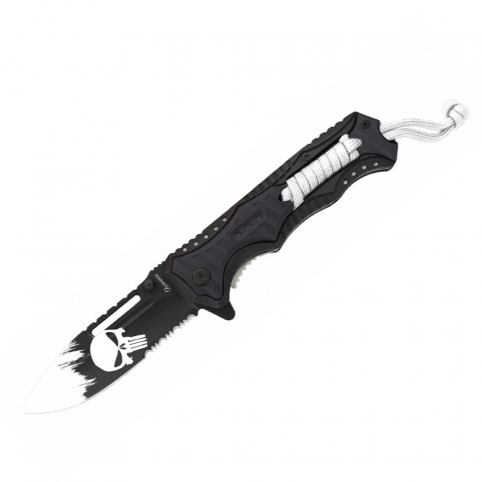 Albainox Skull Black Aluminium And ABS Wrapped Handle Knife 12cm