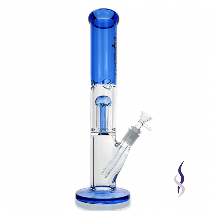 HBKing Six Arm Percolator Straight Tube Glass Bong 36cm Blue