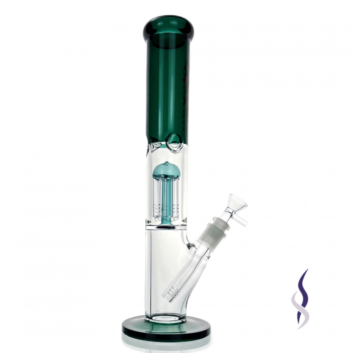 HBKing Six Arm Percolator Straight Tube Glass Bong 36cm Teal