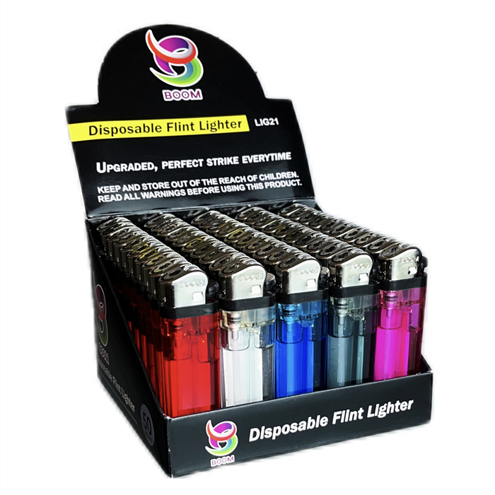 Boom Disposable Flint Gas Lighter 50Pack Tray