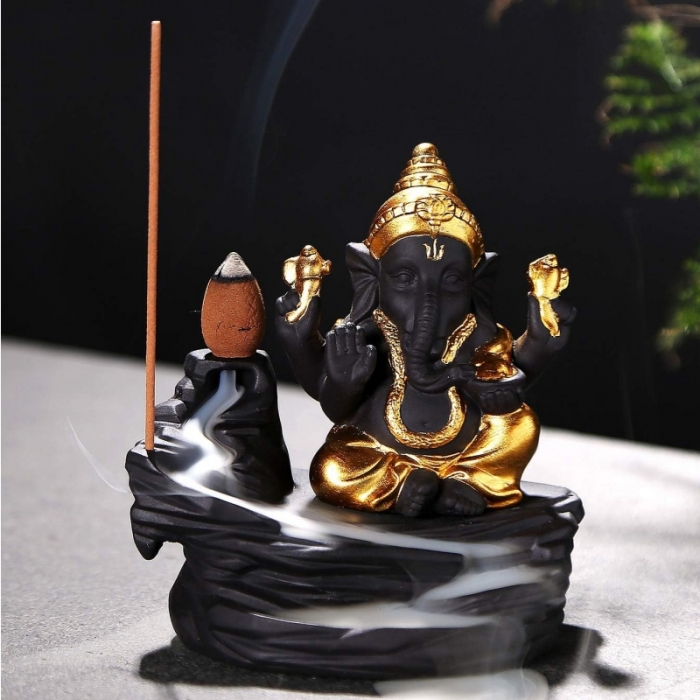 Handcrafted Lord Ganesh Ceramic Backflow Incense Burner