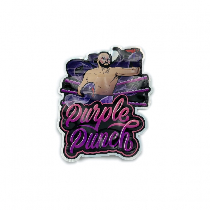 Die Cut Mylar Bags Irregular Pouches With Ziplock Purple Punch
