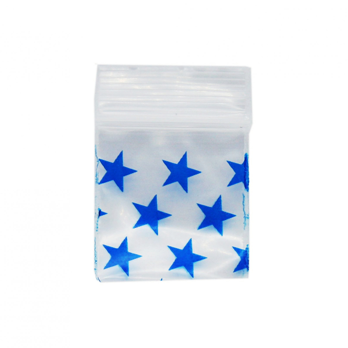 100 Apple1010 Resealable Plastic Bags Blue Star 25x25mm