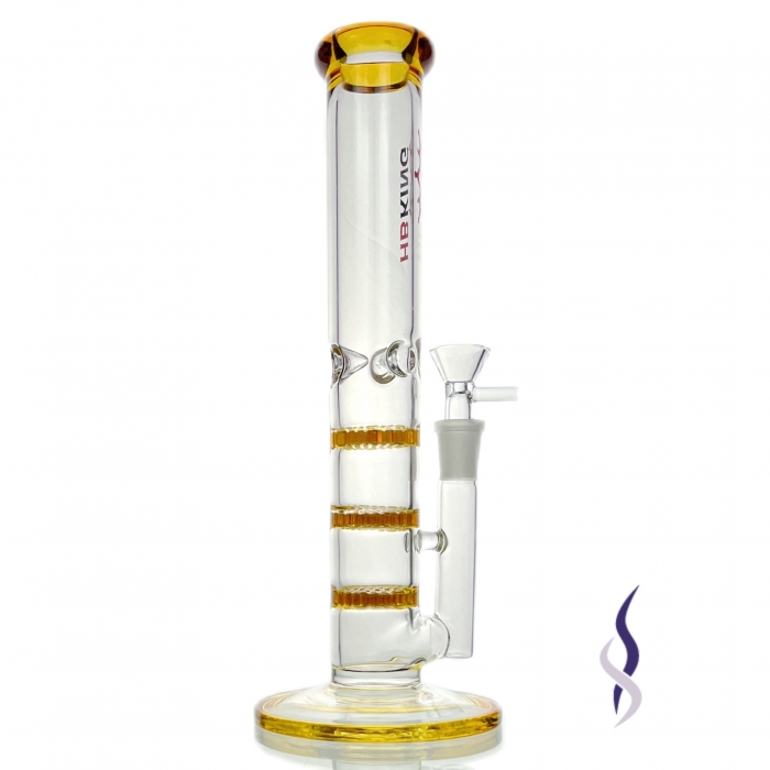 HBKing Triple Honeycomb Percolator Full Glass Bong 28cm Amber