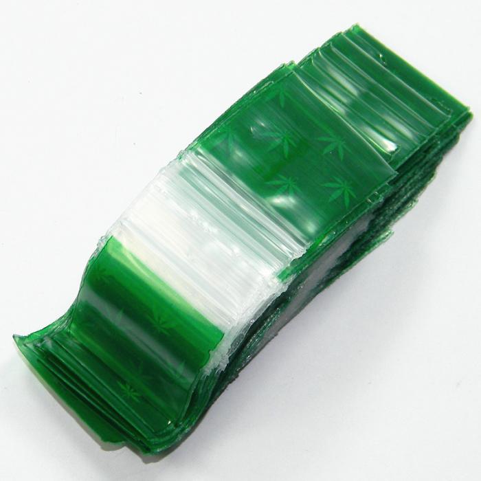 100 Apple1010 Resealable Plastic Bags Green Weed 25X25mm