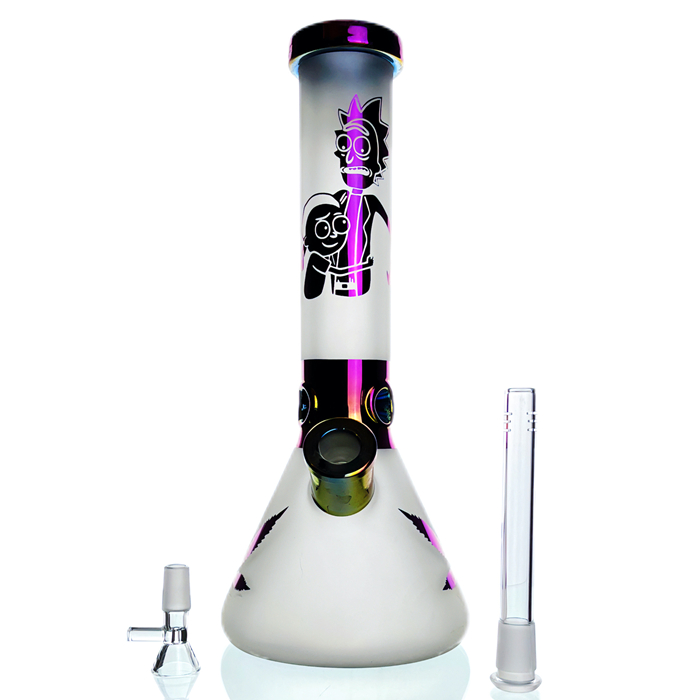 WEGE Rick Morty Ice Catcher 7mm Thick Becker Bong Purple 32cm