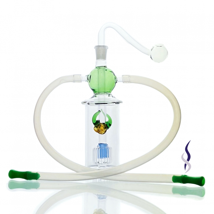 Glass Water Pipe For Two With Mini Internal Percolator 13cm