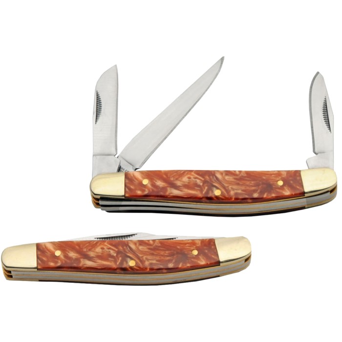 Rite Edge Stockman Brown Acrylic Handle Folding Knife 211596 9cm
