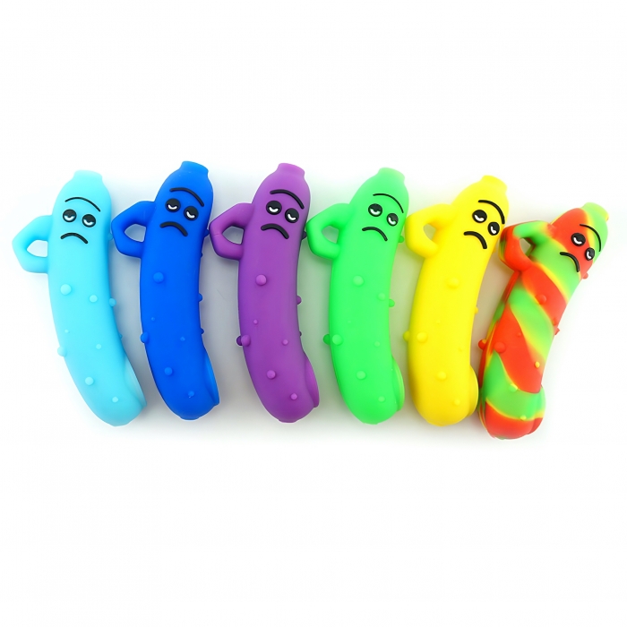 Cucumber Monster Design Style Colorful Silicone Pipe 11cm