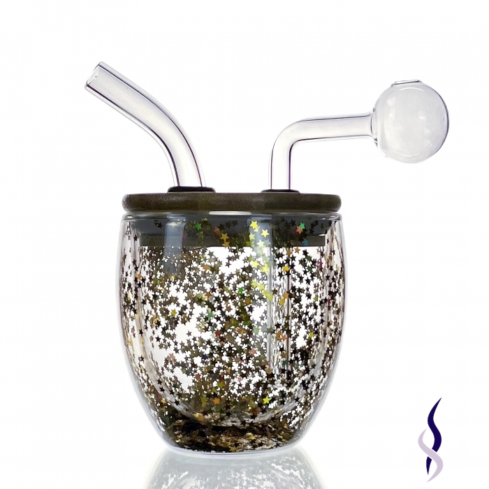 Glass Cup Multiple Usage Water Pipe Golden Stars