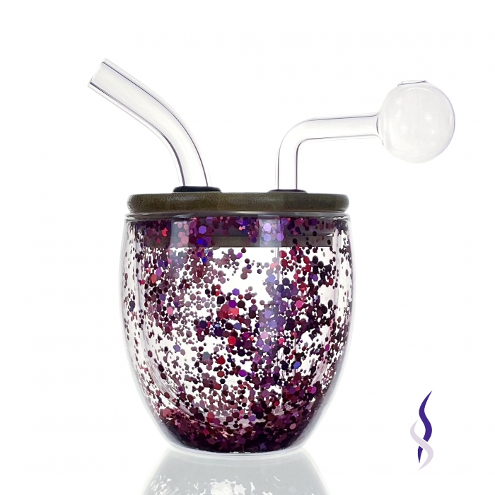 Glass Cup Multiple Usage Water Pipe Purple Dots