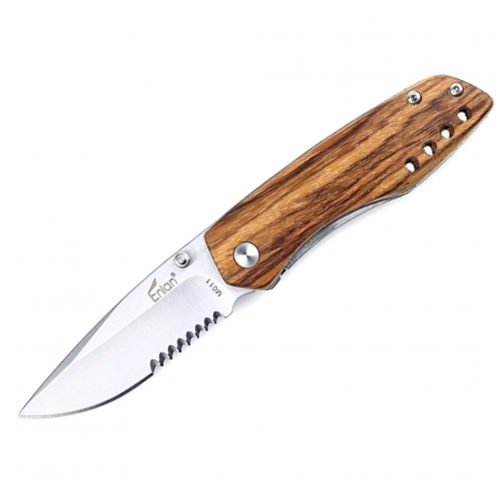 Enlan M011B Zebra Wood Folding Knife 10cm