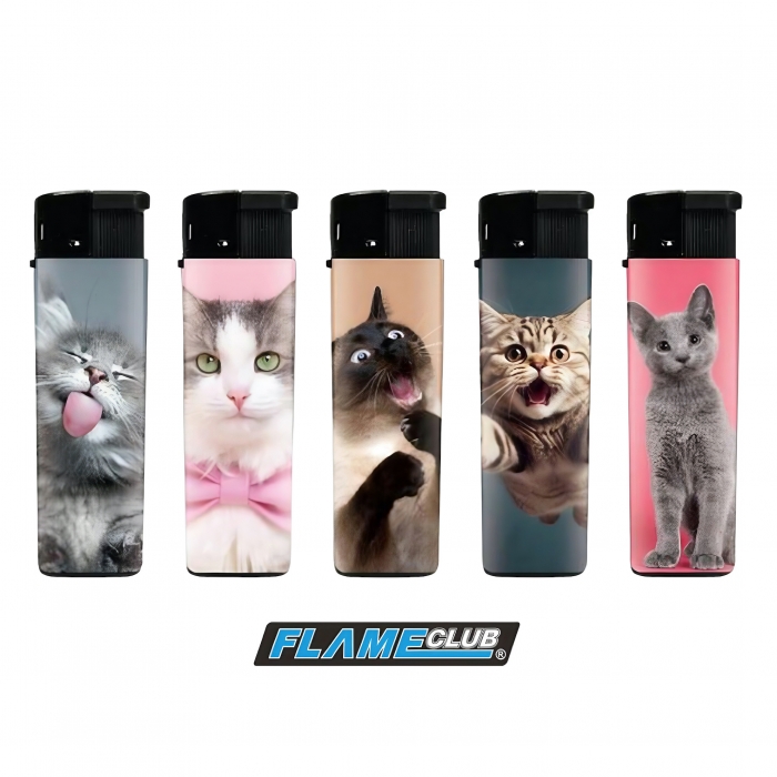 FlameClub Refillable Gas lighter Cat 5ps Pack