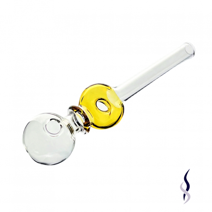 Straight Glass Pipe 14cm Yellow Donut