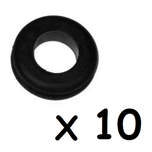 Black Grommet Rubber Large 14mm Hole 10 Pack