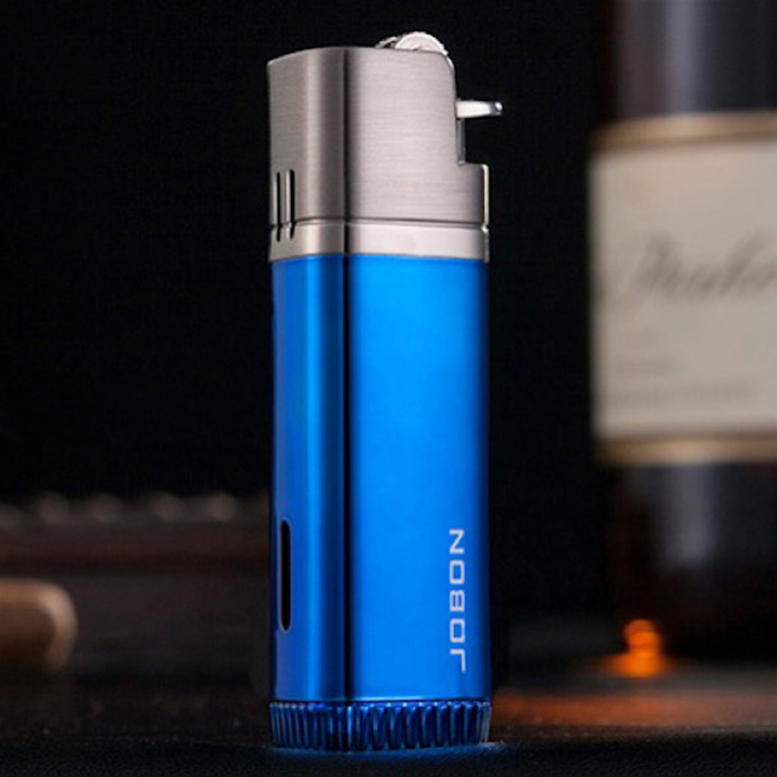 Jobon Flint Lit Twin Flames Gift Jet Lighter Blue