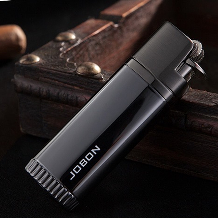 Jobon Flint Lit Twin Flames Gift Jet Lighter Black
