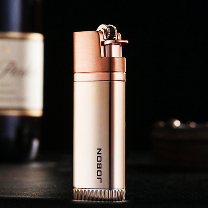 Jobon Flint Lit Twin Flames Gift Jet Lighter Gold