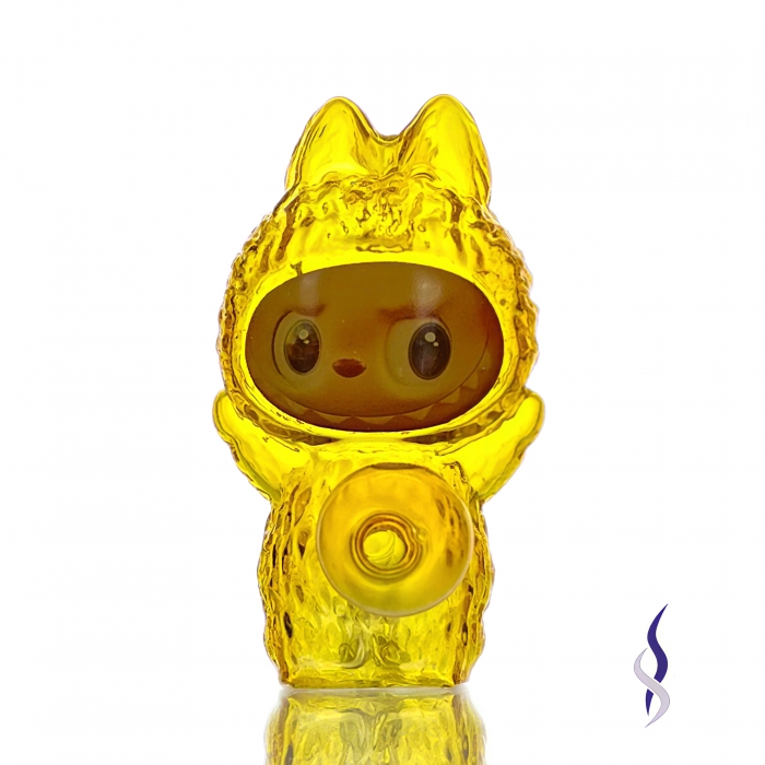Labubu With Mini Bubbler Glass Pipe 12cm Yellow