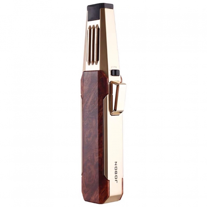 Jobon Zinc Alloy Adjustable Sharp Jet Flame Lighter Gold 17cm
