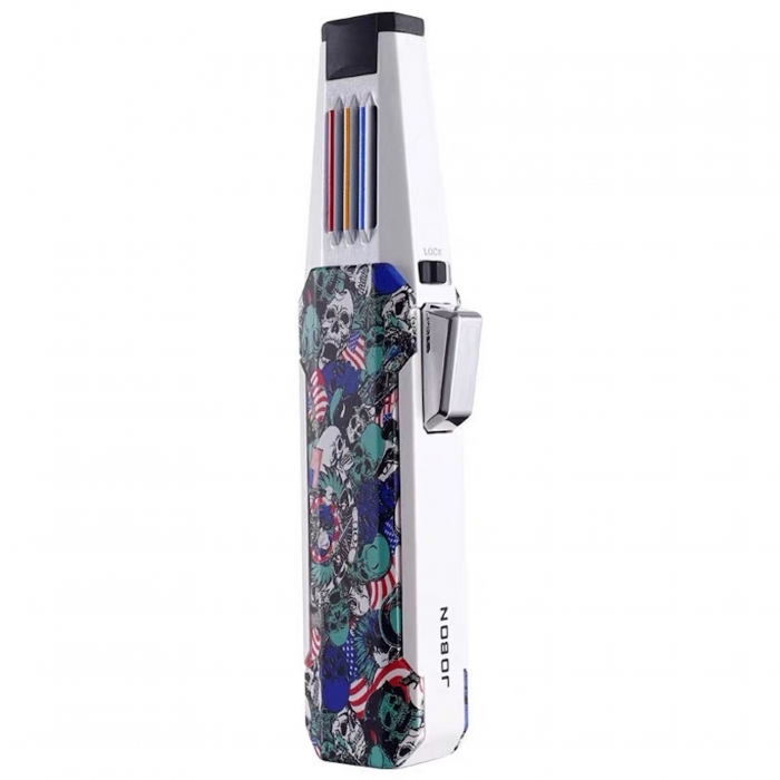 Jobon Zinc Alloy Adjustable Sharp Jet Flame Lighter Skull 17cm