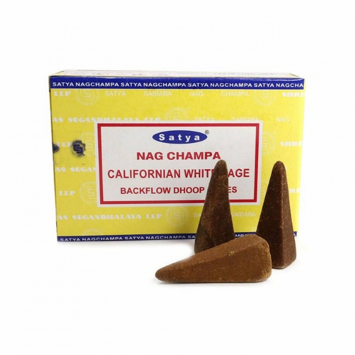 Satya Nag Champa Californian White Sage Backflow DHOOP Incense 10 Cones