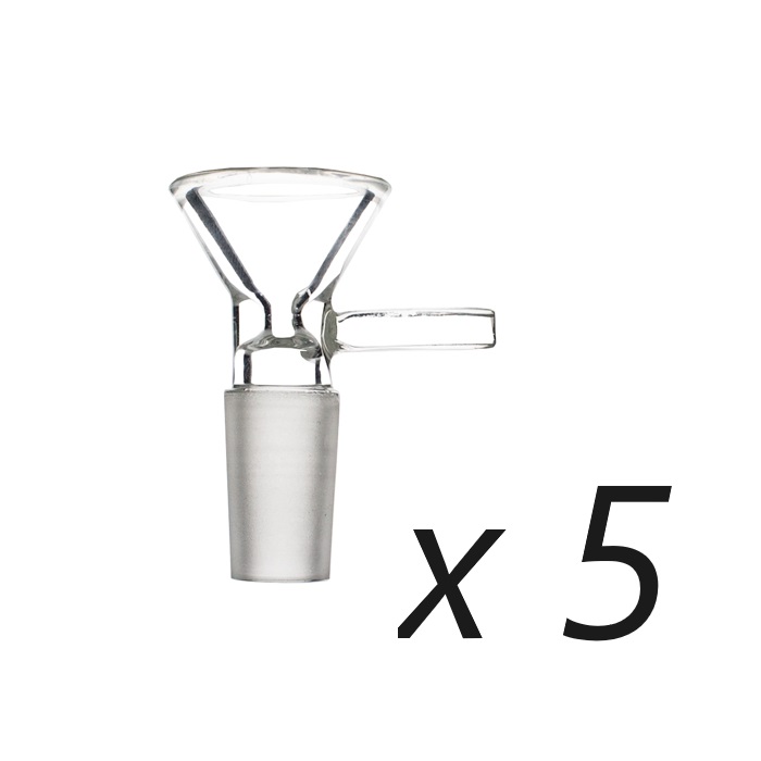 5 Pieces Clear Glass Cone With Handle 14mm