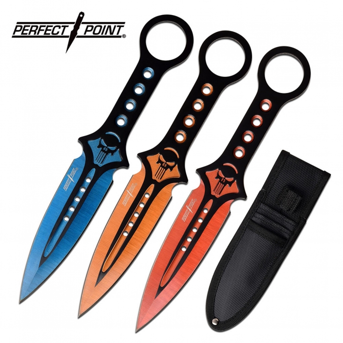 Perfect Point Color Blade Set Of 3 Throwing Knives PP1233 19cm