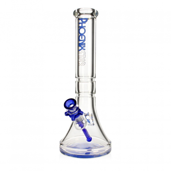 Phoenix Star 9mm Extra Thick Glass Beaker Bong 36cm Blue