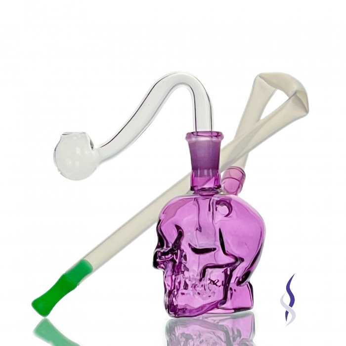 Purple Skull Glass Water Pipe 7cm