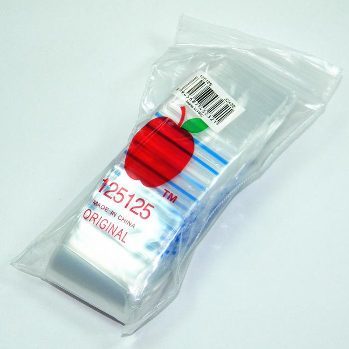 100 Apple125125 Resealable Plastic Bags Clear 32x32mm