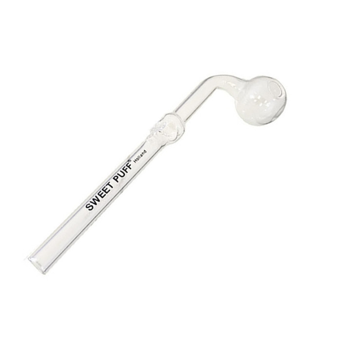 Clear Skull Sweet Puff Curved Glass Pipe 13cm