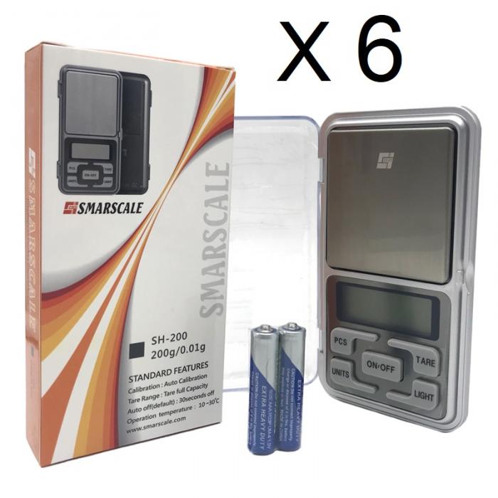 Six Pack SMARSCALE Mini Pocket Digital Scales 0.01g_200g