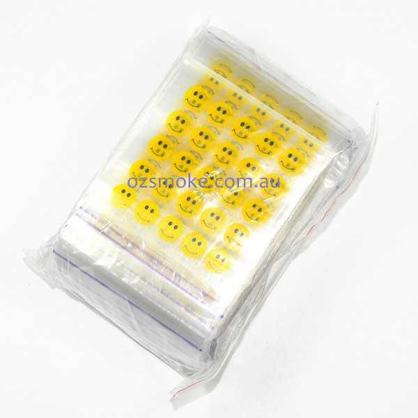 100 Apple 2020 Resealable Plastic Bag Smiley 50x50mm