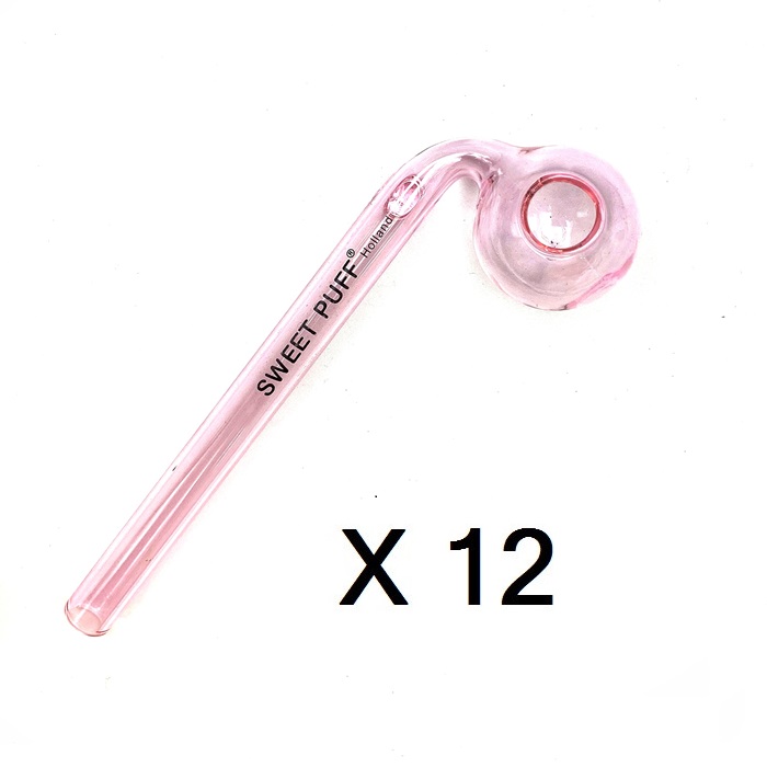 Full Pink Sweet Puff Glass Pipe Dozen Pack